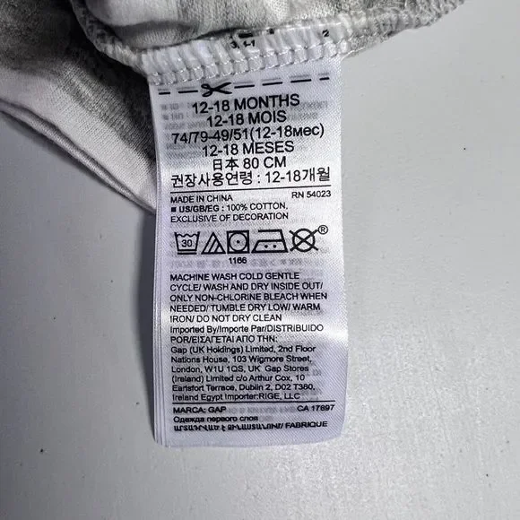 NWT Gap Baby 12 - 18 months Heather Gray White Stripe One piece Bear Embroidery - Picture 6 of 11